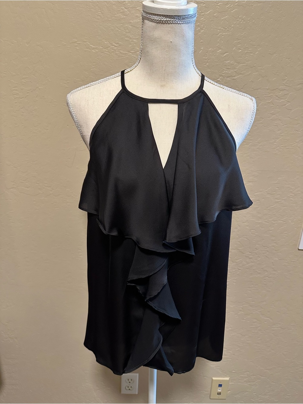Guess Black Ruffle Halter Tank Top - Picture 2 of 7